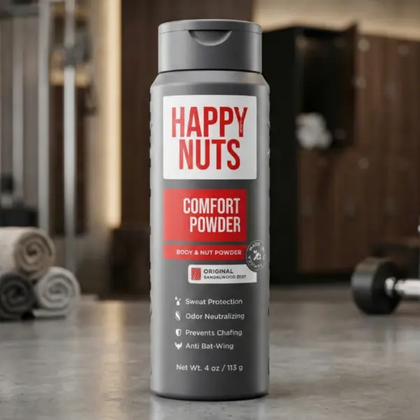 Happy Nuts Comfort Powder - 4oz: Earthy & Woody - Uptown Pharmacy