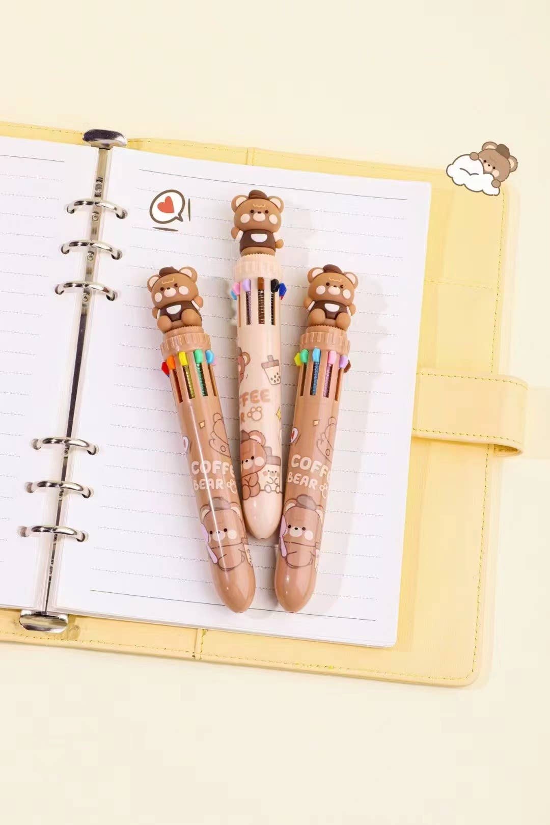 23004 COFFEE BEAR 10-COLOR RETRACTABLE BALL PEN-36