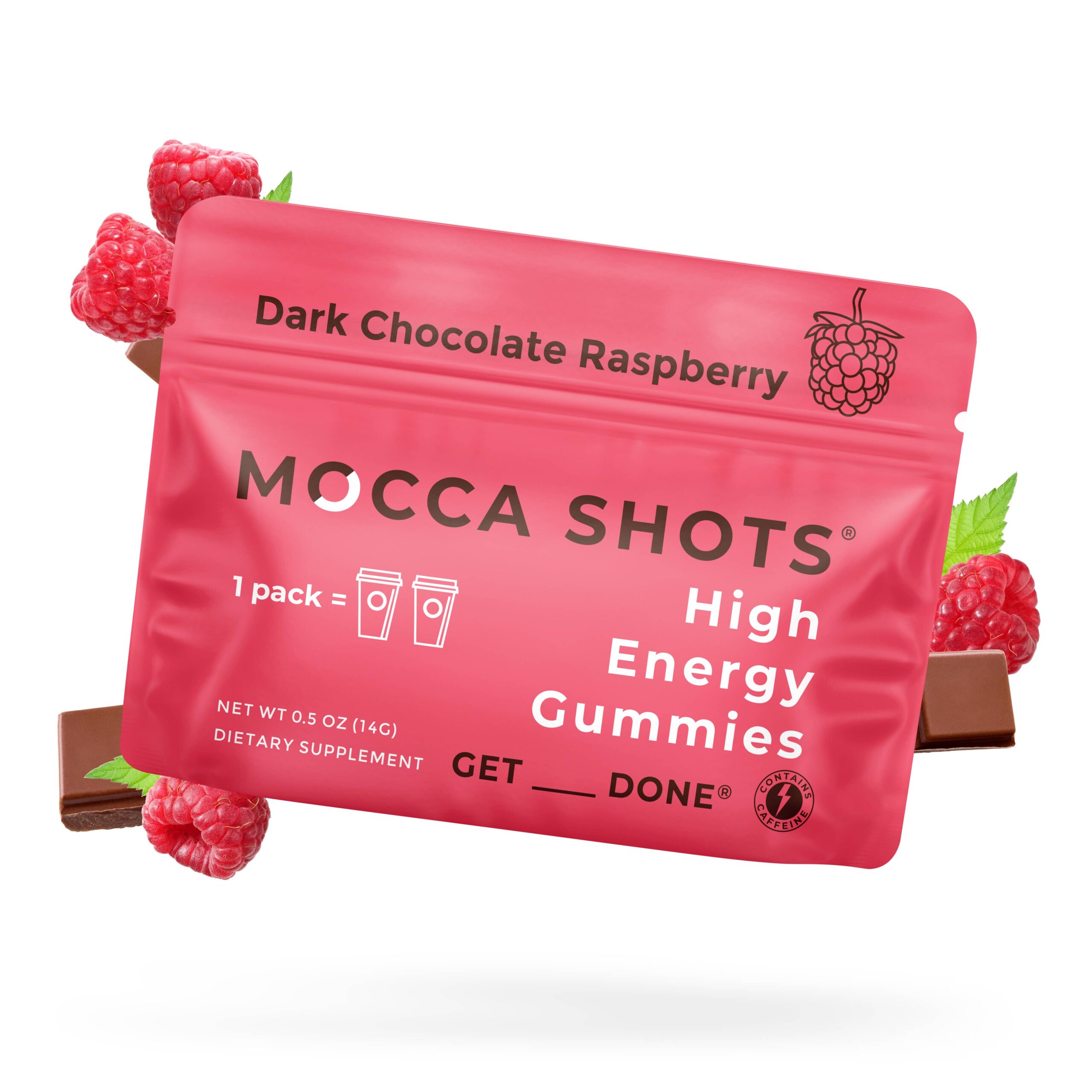 Mocca Shots Chocolate Raspberry Caffeine Gummy |12-Pack