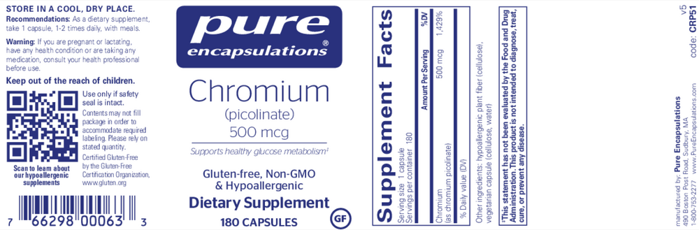 Pure Encapsulations Chromium (Picolinate) 500mcg - Image 5