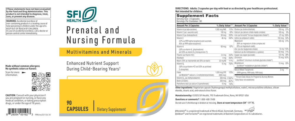 Klaire Labs/SFI Health Prenatal & Nursing Formula - Image 2