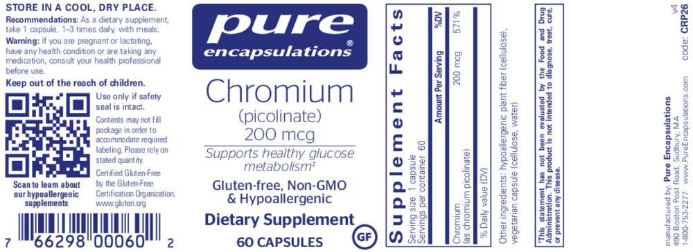 Pure Encapsulations Chromium (Picolinate) 200mcg - Image 2