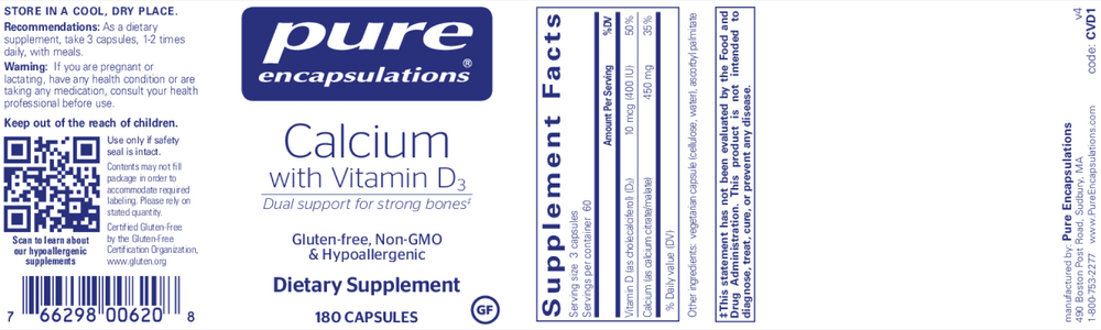 Pure Encapsulations Calcium With Vitamin D3 - Image 2