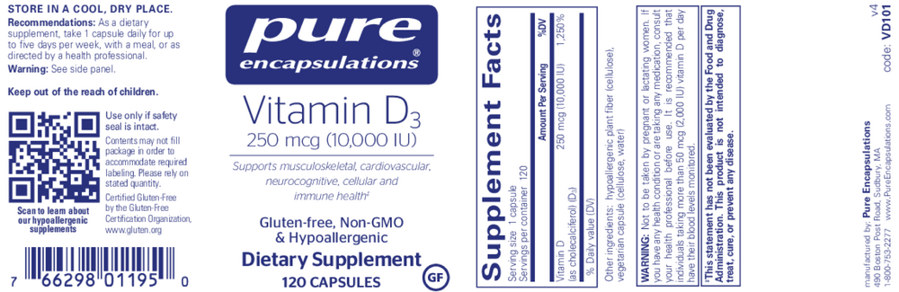 Pure Encapsulations Vitamin D3 250mcg (10,000IU) - Image 5
