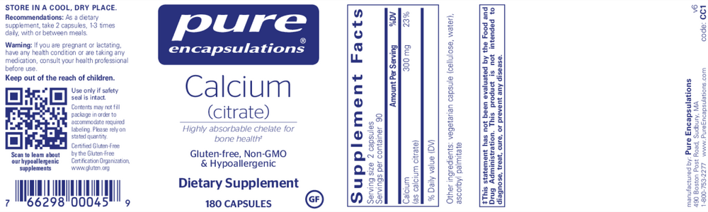 Pure Encapsulations Calcium (Citrate) - Image 2