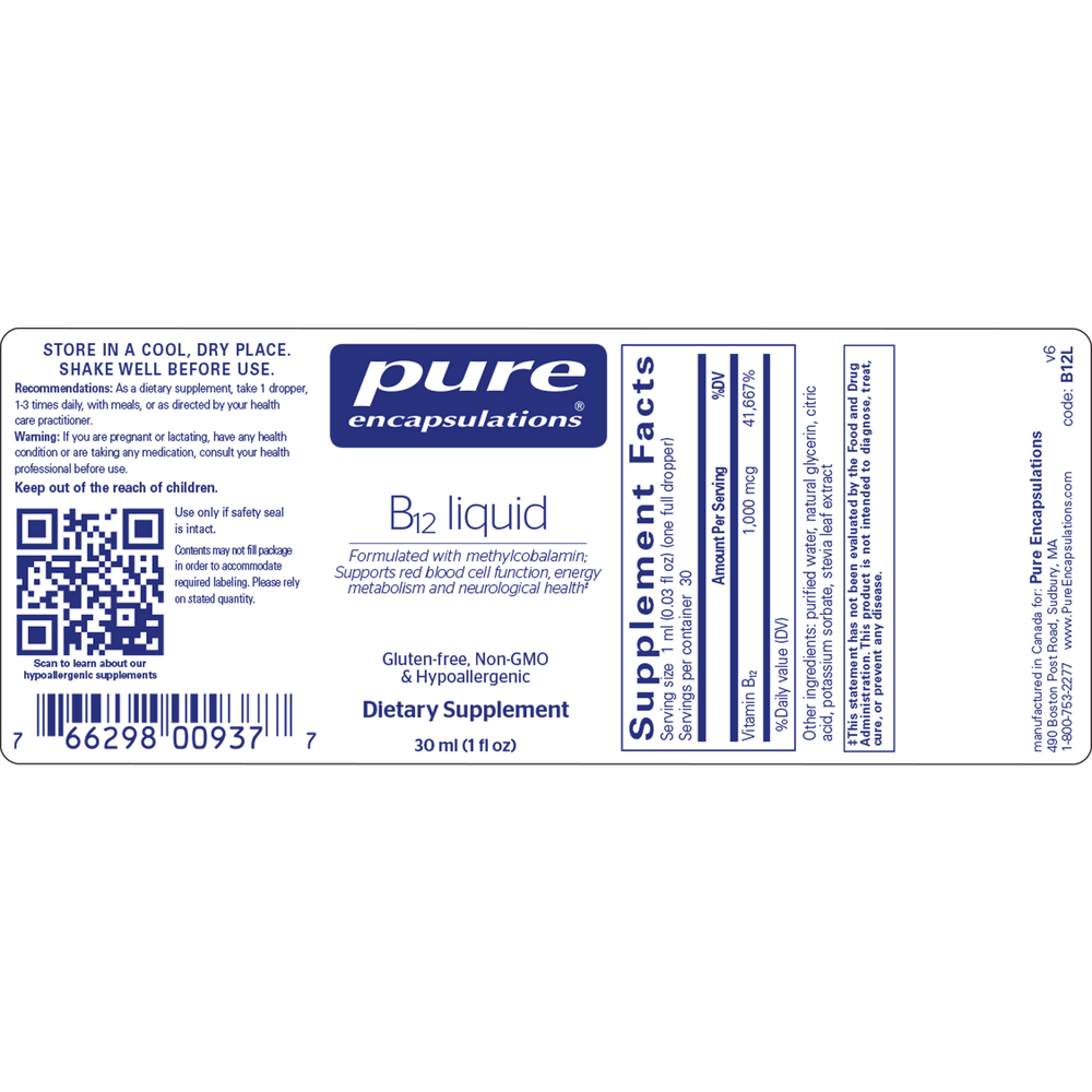 Pure Encapsulations B12 Liquid - Image 2