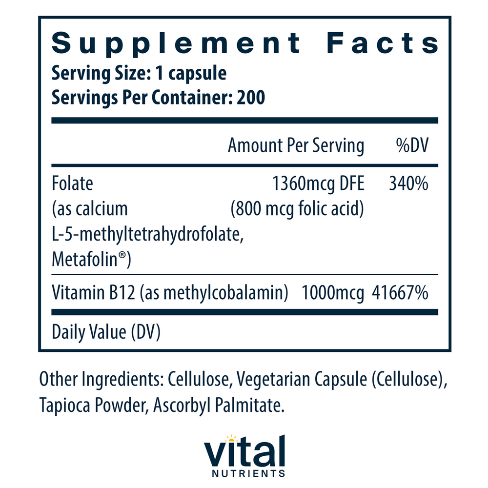 Vital Nutrients B-12/Methyl Folate 1000mcg/800mcg - Image 5