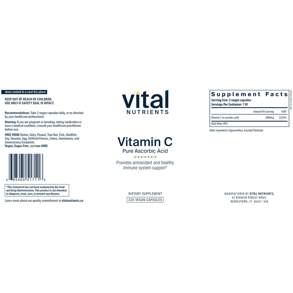 Vital Nutrients Vitamin C (100% pure ascorbic acid) 1000mg - Image 5