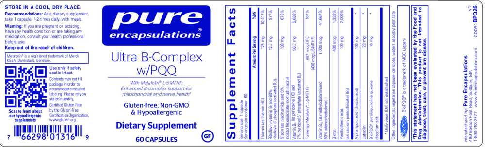 Pure Encapsulations Ultra B-Complex w/PQQ - Image 2