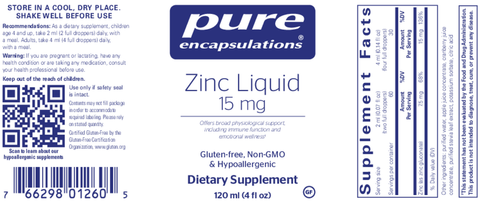 Pure Encapsulations Zinc Liquid 15mg - Image 2