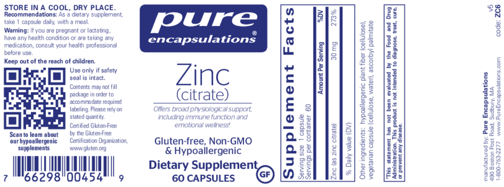 Pure Encapsulations Zinc (Citrate) - Image 2