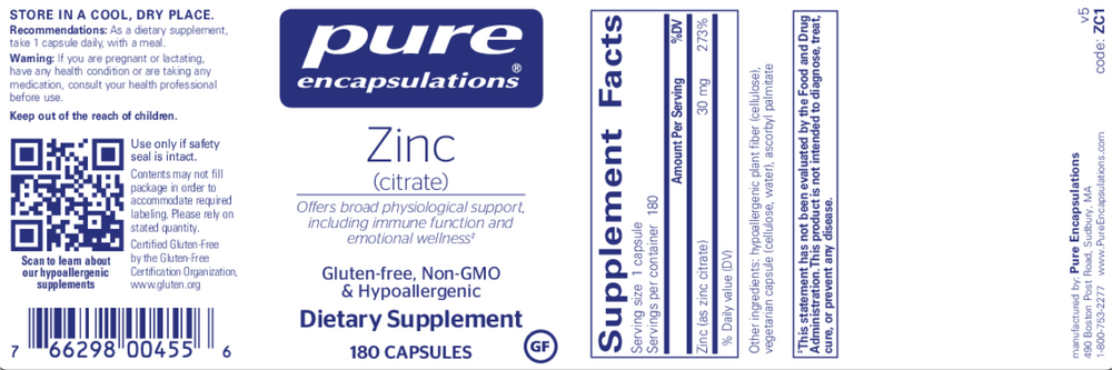 Pure Encapsulations Zinc (Citrate) - Image 5