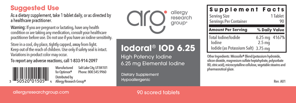 Allergy Research Group Iodoral® 6.25mg (Optimox® Iodoral® 6.25 mg) - Image 2