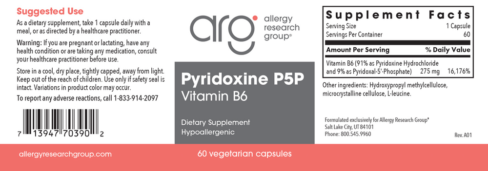 Allergy Research Group Pyridoxine P5P (B-6) - Image 2