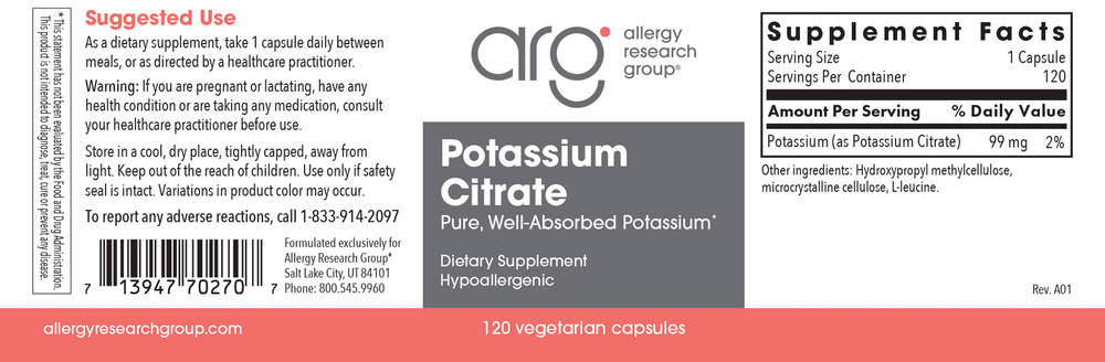 Allergy Research Group Potassium Citrate - Image 2