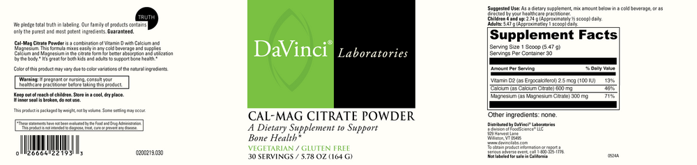 DaVinci Labs Cal-Mag Citrate Powder - Image 2
