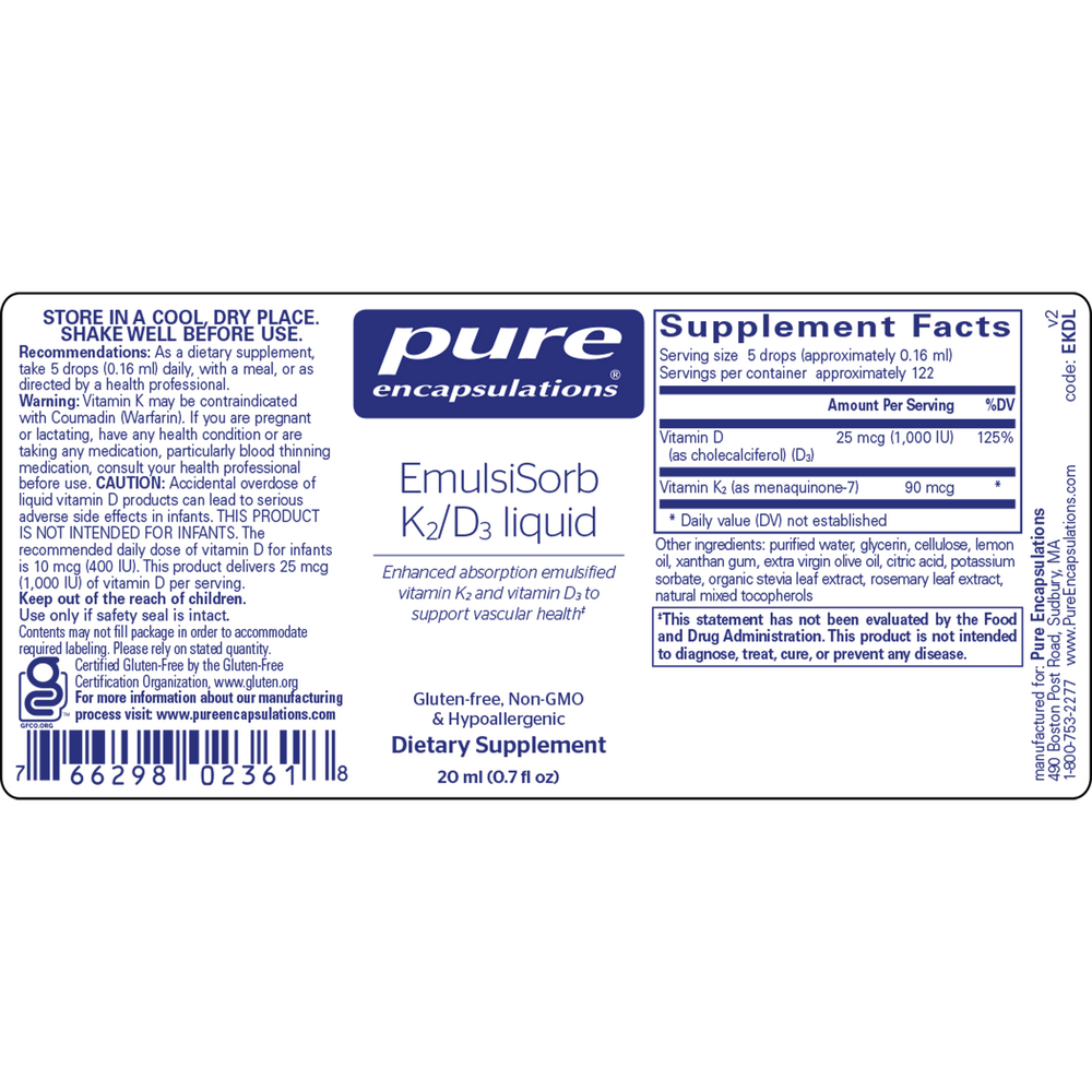 Pure Encapsulations EmulsiSorb K2/D3 liquid - Image 2
