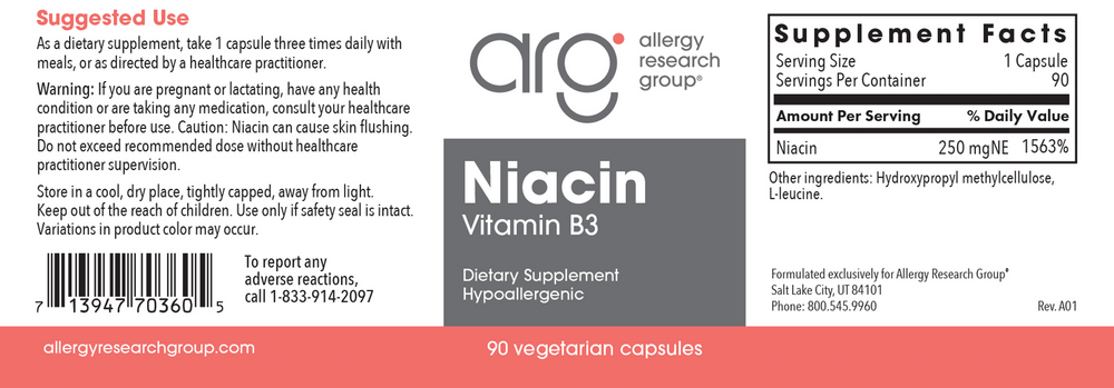 Allergy Research Group Niacin (Vit B3) - Image 2