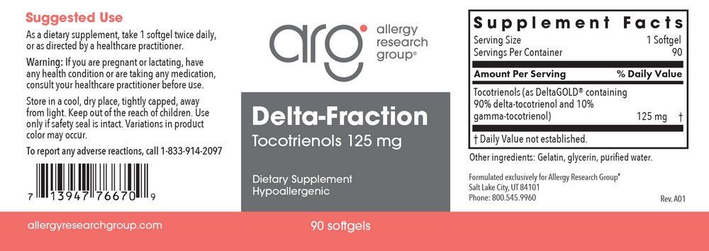 Allergy Research Group Delta-Fraction Tocotrienols 125mg - Image 2