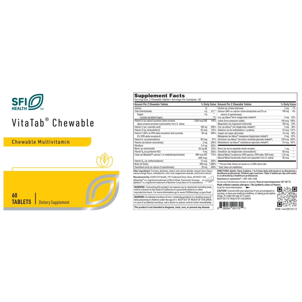 Klaire Labs/SFI Health Vitatab® Chewable - Image 2