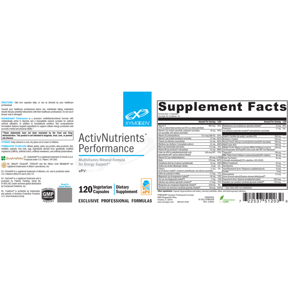 XYMOGEN ActivNutrients Performance (Multivitamin) - Image 2