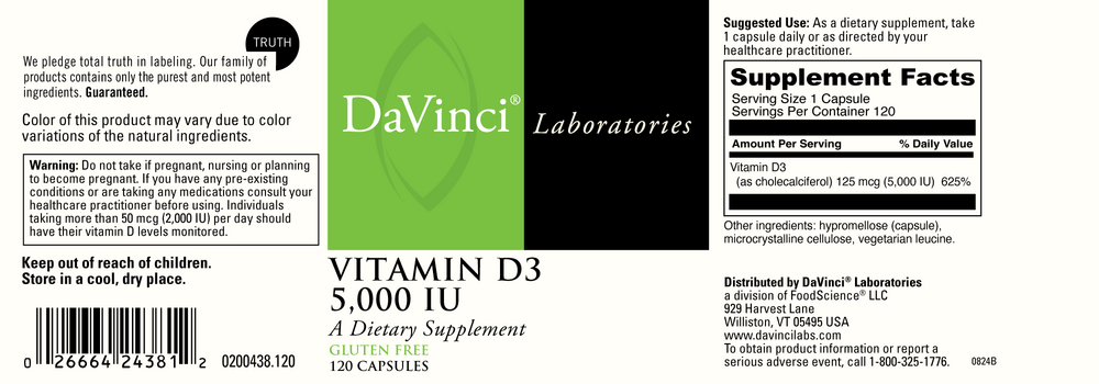 DaVinci Labs Vitamin D3 5000 i.u. - Image 2