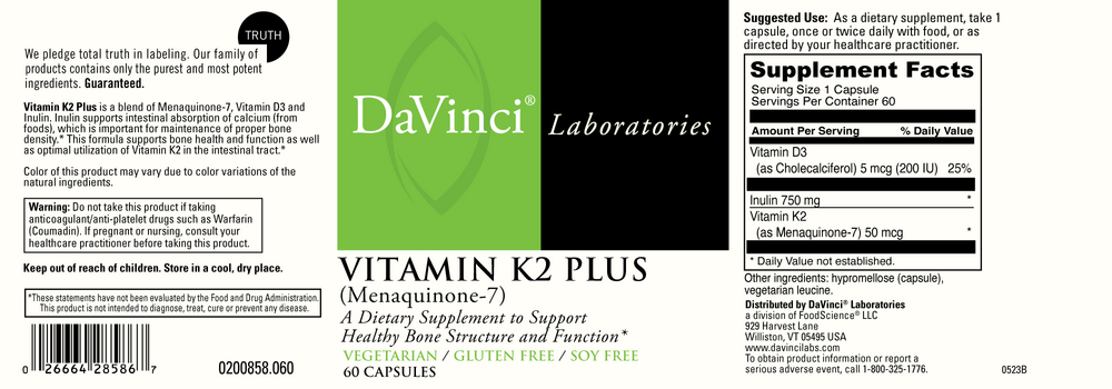 DaVinci Labs Vitamin K2 Plus - Image 2