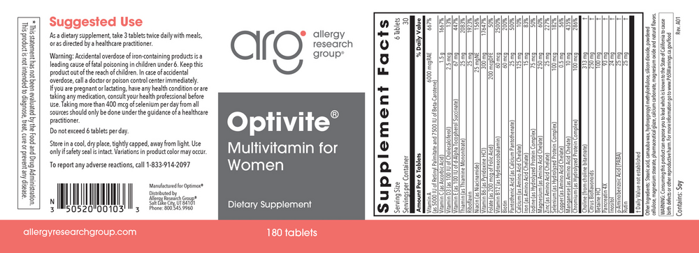 Allergy Research Group Optivite® (Optimox® Optivite®) - Image 2
