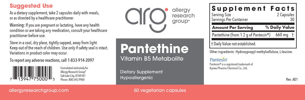 Allergy Research Group Pantethine 330mg - Image 2
