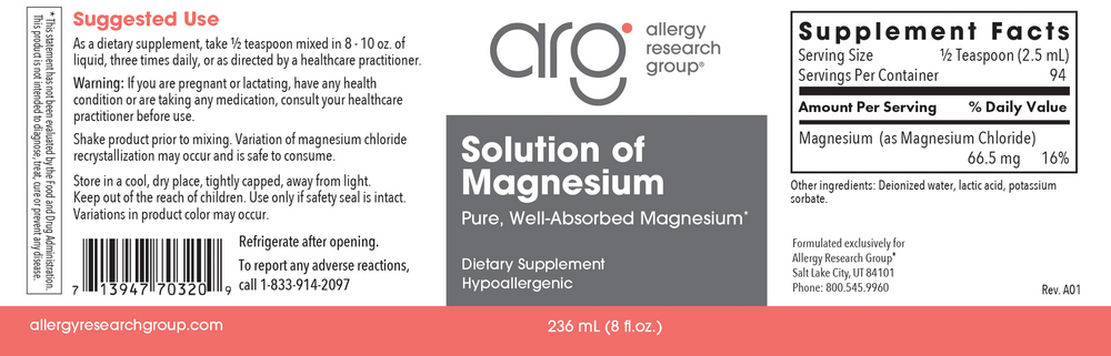 Allergy Research Group Solution of Magnesium - Image 2