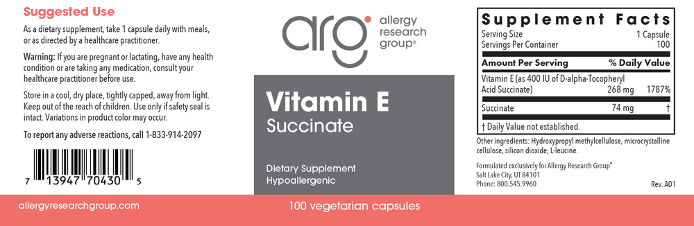 Allergy Research Group Vitamin E (succinate) - Image 2