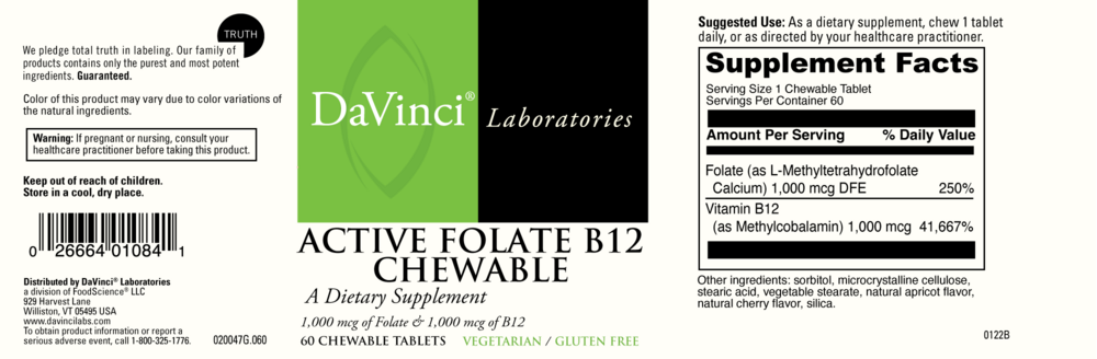 DaVinci Labs Active Folate B12 Chewable - Image 2