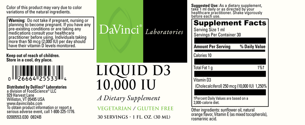 DaVinci Labs Liquid D3 10,000 IU - Image 3
