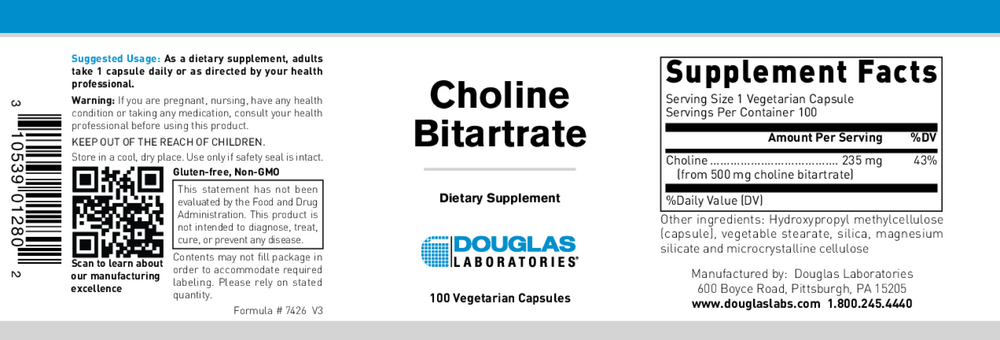 Douglas Labs Choline Bitartrate 500mg - Image 2