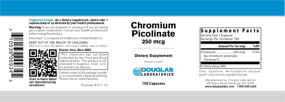 Douglas Labs Chromium Picolinate 250mcg - Image 2