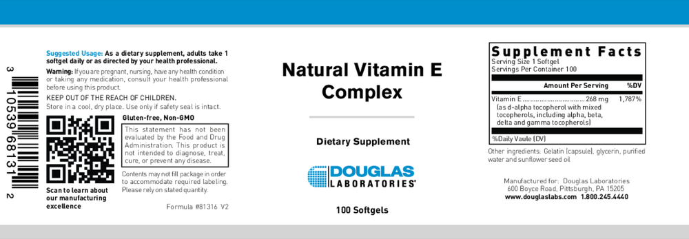 Douglas Labs Natural Vit E Complex 400 I.U. - Image 2