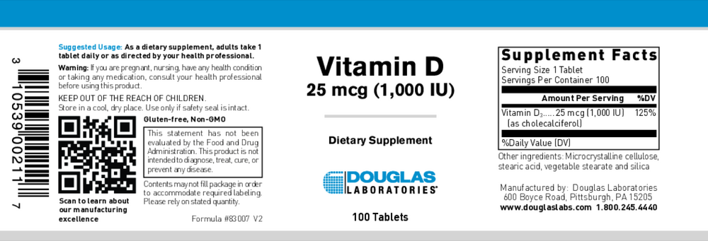 Douglas Labs Vitamin D 1000 IU - Image 2