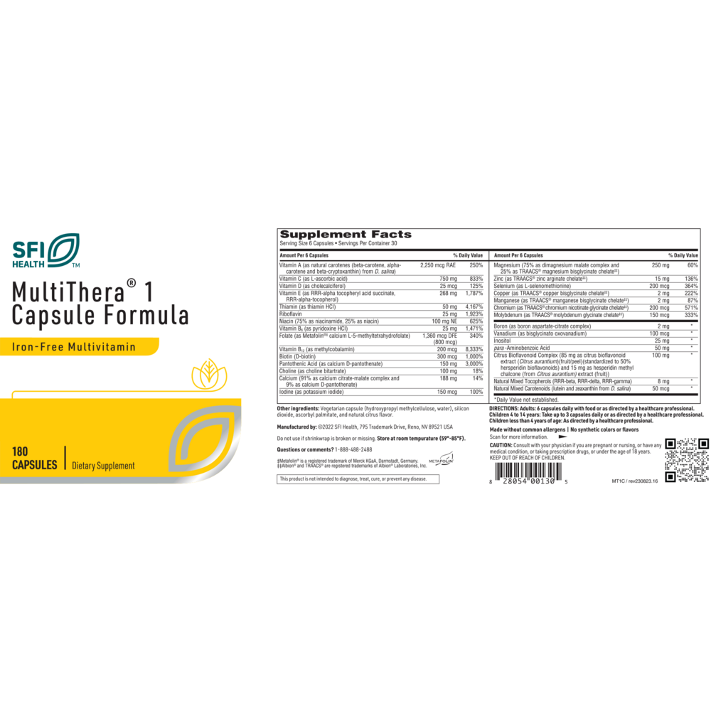 Klaire Labs/SFI Health MultiThera® 1 Iron-Free Tablet - Image 2