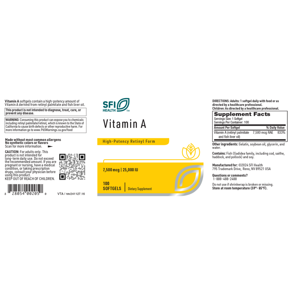 Klaire Labs/SFI Health Vitamin A 25000IU - Image 2