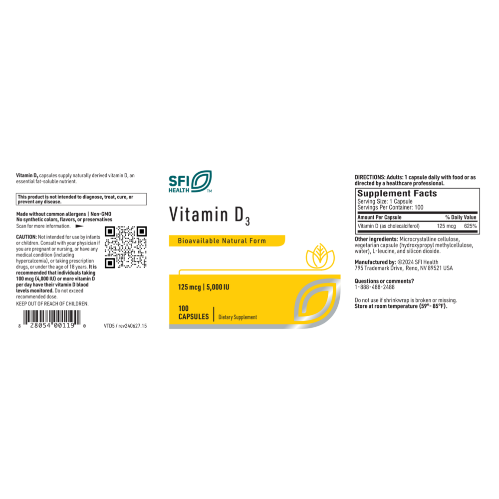 Klaire Labs/SFI Health Vitamin D3 5000IU - Image 2