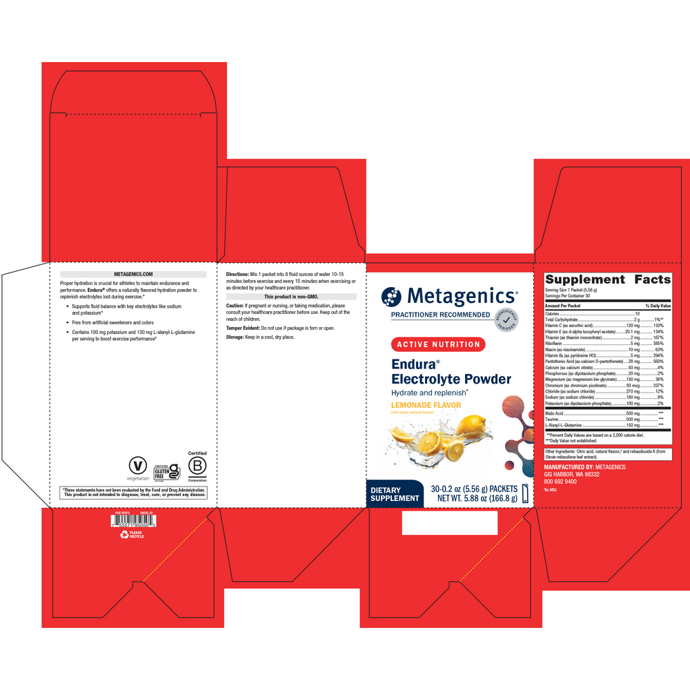 Metagenics Endura Electrolyte Powder Lemonade flavor - Image 2