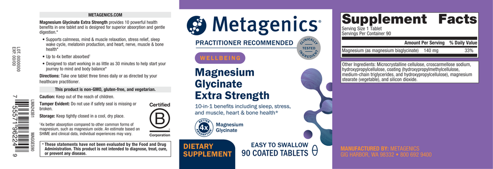 Metagenics Magnesium Glycinate Extra Strength, 140 mg