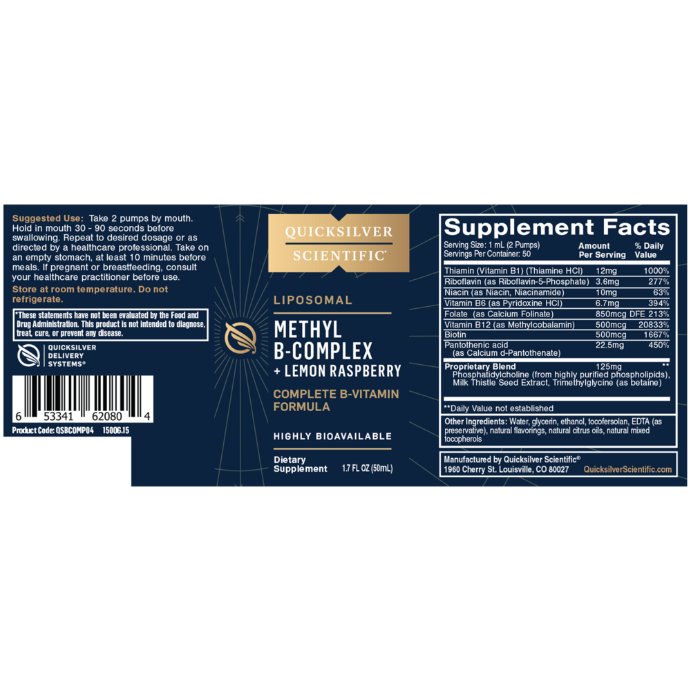 Quicksilver Scientific Liposomal Methyl B-Complex + Lemon Raspberry - Image 2