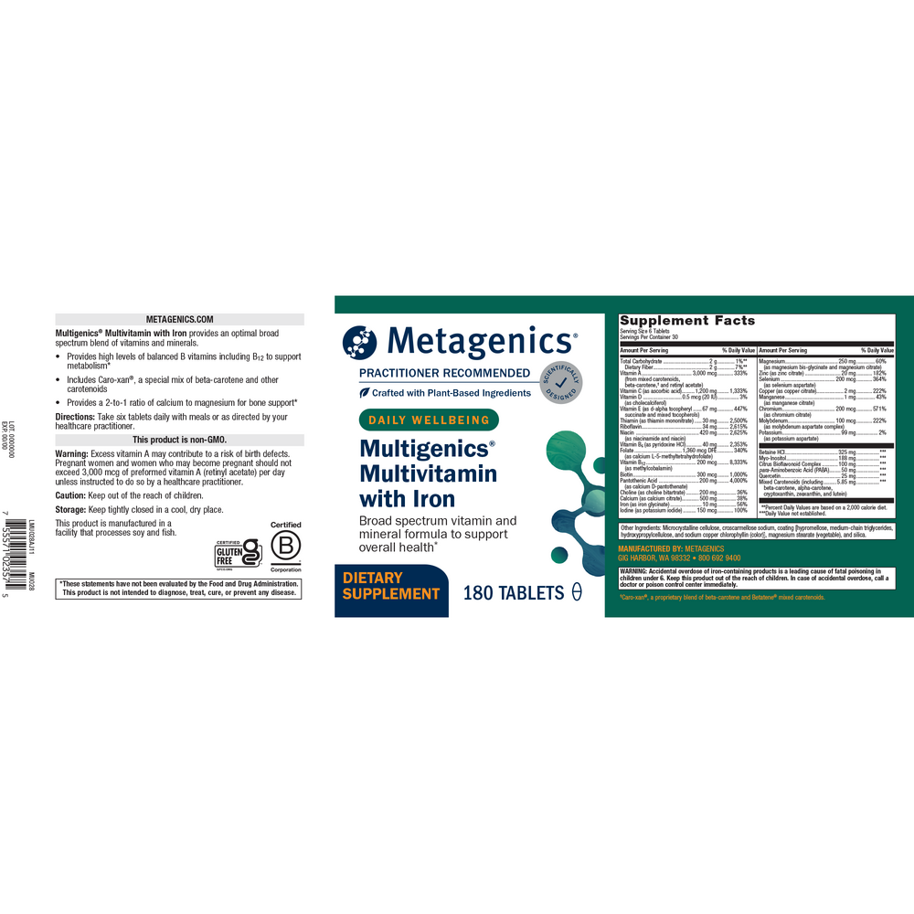 Metagenics Multigenics® Multivitamin with Iron - Image 2