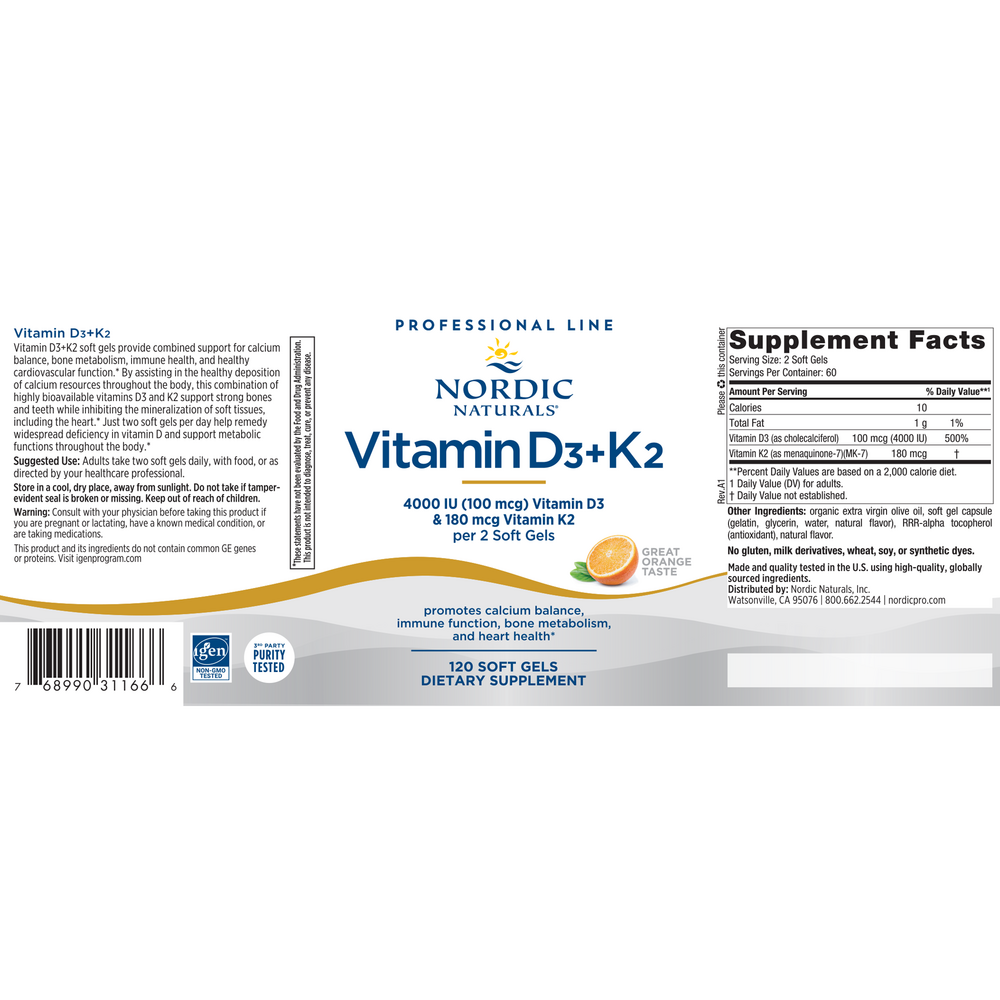 Nordic Naturals Vitamin D3+K2, Orange - Image 2