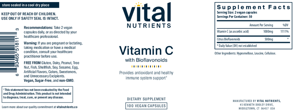Vital Nutrients Vitamin C with Citrus Bioflavonoids - Image 2