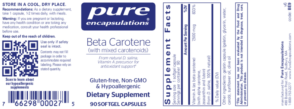 Pure Encapsulations Beta Carotene - Image 2