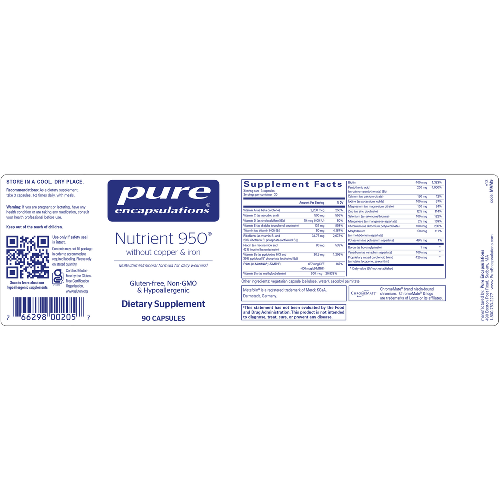 Pure Encapsulations Nutrient 950® without Copper & Iron - Image 2