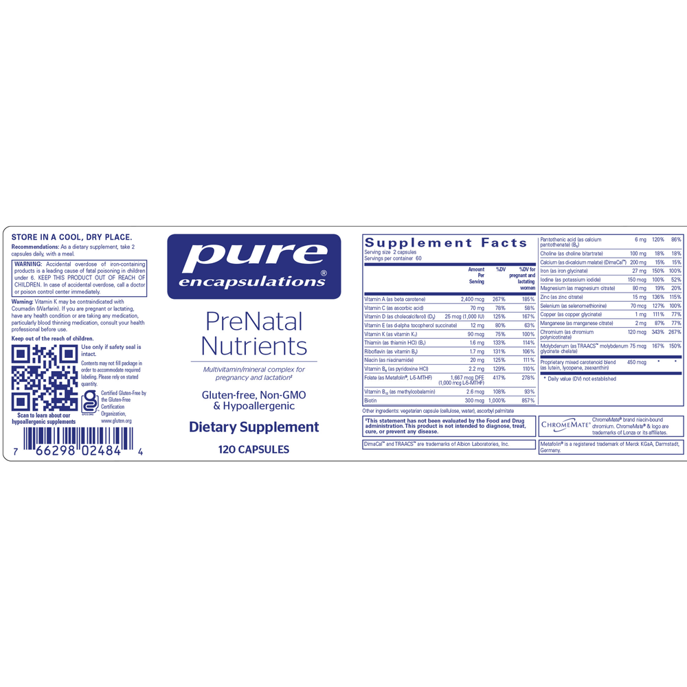 Pure Encapsulations PreNatal Nutrients - Image 2