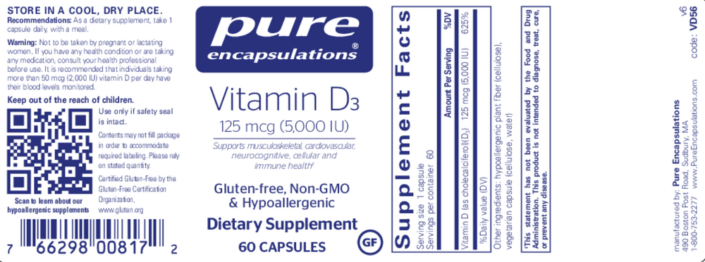Pure Encapsulations Vitamin D3 125mcg (5,000IU) - Image 2